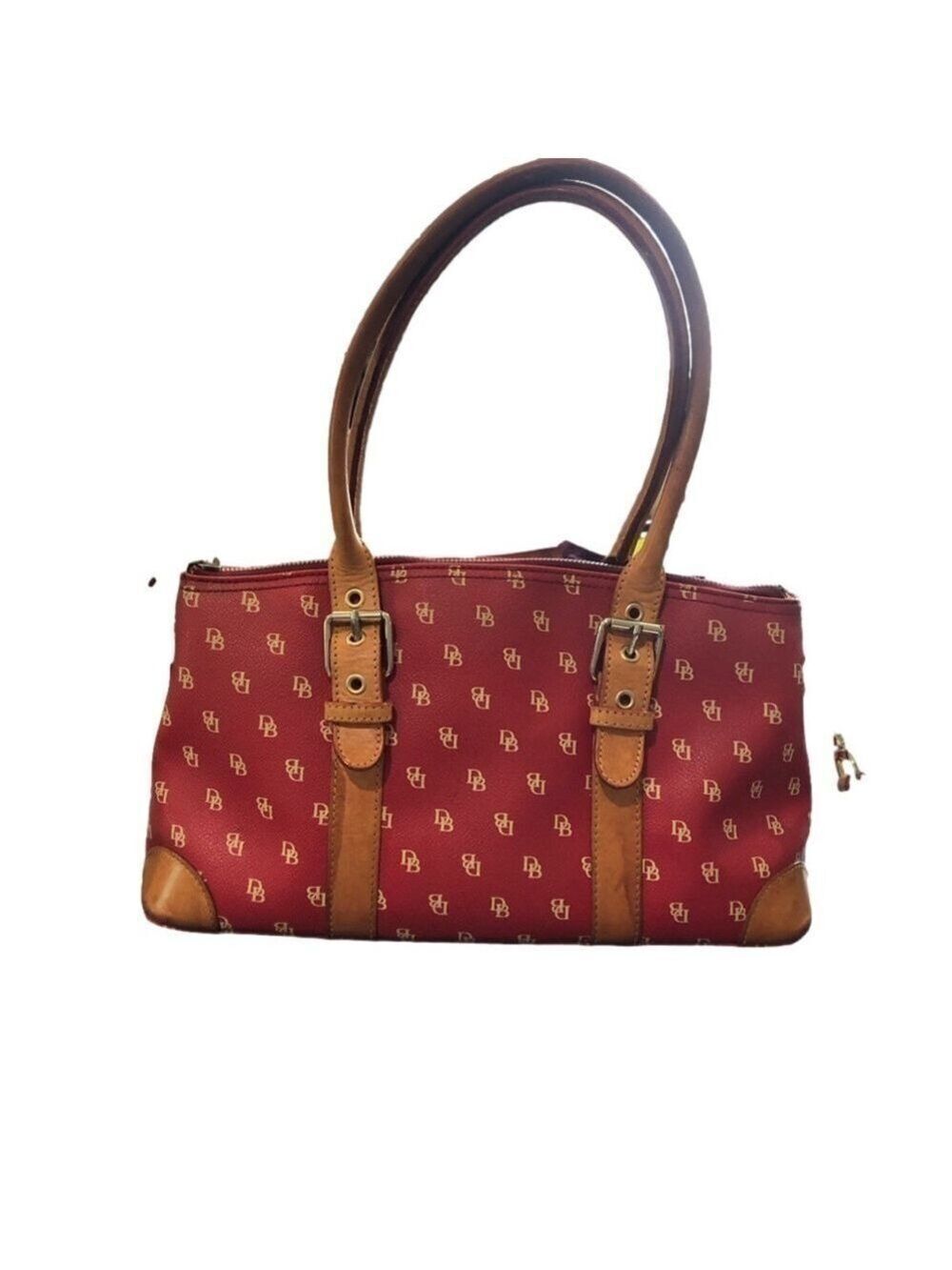 DOONEY & Bourke red leather satchel with DB logo detachable shoulder strap